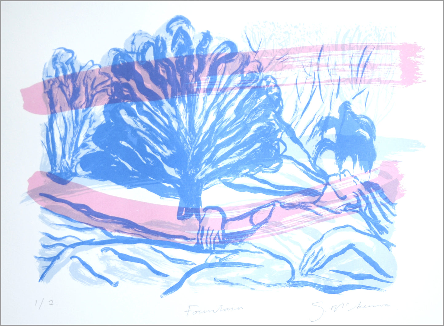 Fountain: pink - Edition of 2. Silk-screen print