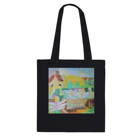 Meeting, the garden - Premium Tote Bag in Natural unbleached or black canvas