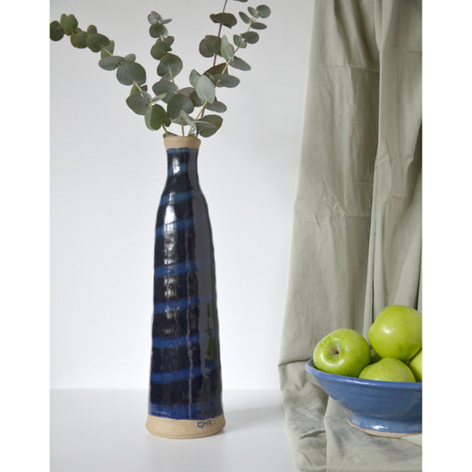 Blue spiral - handmade ceramic stoneware vase